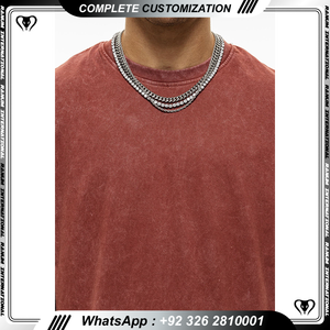 T-shirt vintage en coton épais lavé à l'acide avec imprimé graphique Streetwear à épaules tombantes de grande taille pour le fitness - Product Image 4