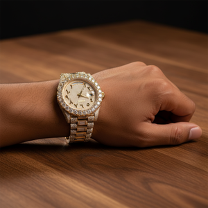 PJ Reloj Moissanite para Hombre Oro Amarillo Diamante Completo Números Arábigos Baguette Pave Ajuste Iced Reloj Lujo Oriente Medio Estilo - Product Image 6