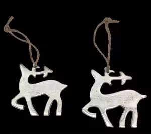 Prix d'usine de Noël Lot de 2 pièces moulées en aluminium de renne Nouveau design Articles suspendus Impression perlée par décor impex - Product Image 5