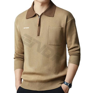 Polo cardigan à revers mode pour homme haut à demi fermeture éclair pull Performance T-shirts Activewear chemises - Product Image 1