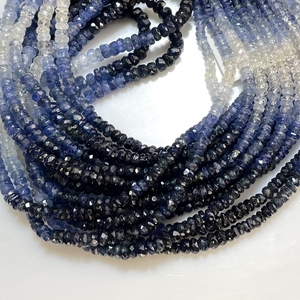 Perles de saphir bleu ombré en forme de rondelle à facettes en gros pierre précieuse naturelle pour les fournitures de perles de bijoux - Product Image 2