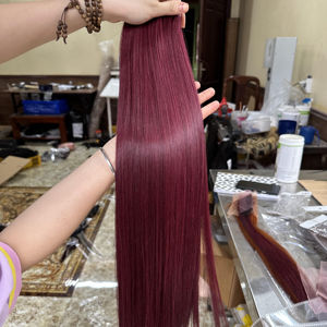 Hair Extension Bone Straight Human Hair Bundles,Super Double Drawn Virgin Hair Burgundy Color Super Double Drawn - Product Image 1