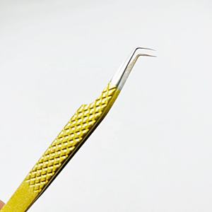 Pince à épiler d'extension de cils à 90 degrés en acier inoxydable à forte adhérence pointe pointue en acier durable enduit de poudre - Product Image 1