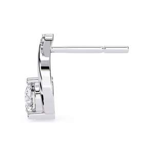 Elegantes Pendientes de Oro de 14K con Halo de Diamantes Cultivados en Laboratorio, Solitario Curvo, Certificado IGI, para Uso Diario y Regalos para Mujer - Product Image 4