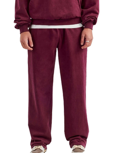 Chándal acampanado lavado con ácido y cremallera con parches de logotipo personalizado para hombre, conjunto de Sudadera con capucha de lana y pantalones de chándal, chándal acampanado desgastado - Product Image 3