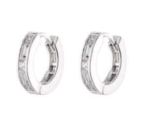 925 Sterling bạc trang sức <span class=keywords><strong>bezel</strong></span> thiết lập vuông baugette đá Hoop bông tai vòng bông tai 925 bạc trang sức phụ nữ - Product Image 2