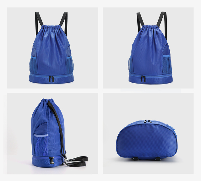 Unisex Large Capacity Gym Bag Waterproof Running Drawstring Backpack with Shoes Compartment