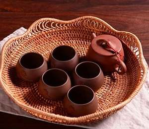 Home Party and Gifting Supplies Food Serving <b>Tray</b> Bowl <b>Storage</b> <b>Tray</b> Serving <b>Tray</b> Made From India Made With Rattan - Product Image 3