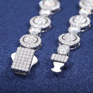 Unisex 925 Sterling <b>Silver</b> Moissanite Diamond Iced Out Chain <b>Necklace</b> Sports Parties Hip Hop Punk Party Jewelry for Men - Product Image 3