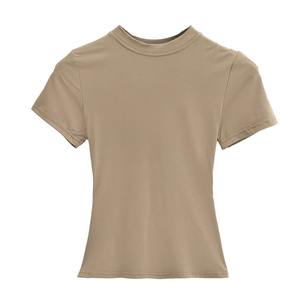 Camiseta de manga corta para mujer, ropa transpirable para mujer, Camisetas básicas ajustadas de verano, camisetas de algodón 2025, camisetas informales con cuello redondo para mujer - Product Image 6
