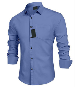 OEM de alta calidad de los hombres casuales para camisas logotipo personalizado de impresión de tela de popelina de seda transpirable ecológico de talla grande XL de primavera - Product Image 1