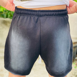 Conjunto de camisetas de algodón y pantalones cortos desteñidos al sol de fabricante OEM camiseta impresa digital personalizada camiseta y pantalones cortos bordados desgastados - Product Image 4