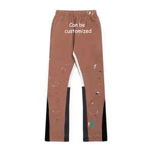 Lupin fieltro lavado ácido pantalones acampanados hombres Casual cordón cintura gris Puff estampado algodón Joggers Flare pantalones de chándal polar Jogger - Product Image 4