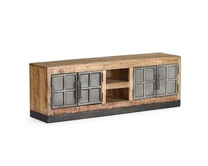 Soporte de TV de madera de mango tradicional de lujo de estilo Industrial puertas corredizas de vidrio de hierro almacenamiento extensible dormitorio sala de estar Hospital - Product Image 2