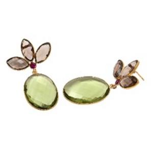 Amatista verde Hydro & Smoky Hydro gema, pendientes de plata de ley 925 Marquesa y forma ovalada, novedad - Product Image 1