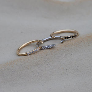 Bague de mariage queue de serpent en or massif 14K avec accents de diamant taille ronde, 2.3MM/1.8MM de large manchette ouverte faite à la main Bague vintage antique - Product Image 3