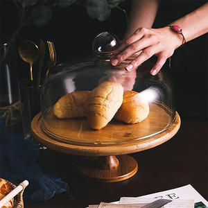 Vente en gros Support à gâteau rond en <span class=keywords><strong>bois</strong></span> de bambou avec couvercles Base Lazy Susan Plateaux de service pour les fêtes de mariage - Product Image 5