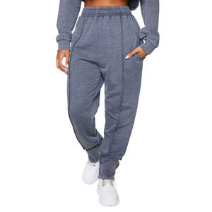 Jogging en molleton de coton chaud pour femme, taille mi-haute, style streetwear, avec cordon de serrage aux chevilles, séchage rapide, pour entraînement, yoga et sport - Product Image 1