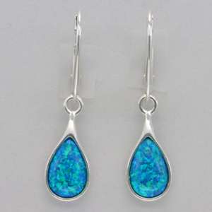 Light Blue Fire Opal Pear Drop Earrings 925 Sterling Silver Earrings Jewellery for Women and Girls Wear in Wedding <b>Party</b> - Product Image 2