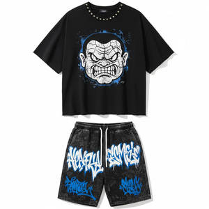 Conjunto de Algodón Grueso para Hombre, Camiseta de Manga Corta Resistente y Pantalones Cortos con Bolsillos Tipo Cargo, Estilo de Ropa de Trabajo Resistente para Exteriores, Verde Oliva - Product Image 1