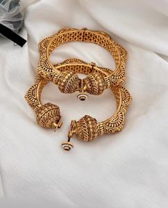 Elegant Gold Plated Kada Bangles <b>Set</b> with Carving Design for Women Girls for Wedding and Reception - Product Image 2