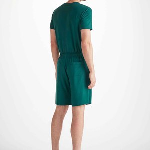 Conjunto de Camiseta y Pantalones Cortos de Algodón de Color Verde Sólido para Hombre, Cuello Redondo, Ropa Casual de Verano, Tejido Transpirable - Product Image 2