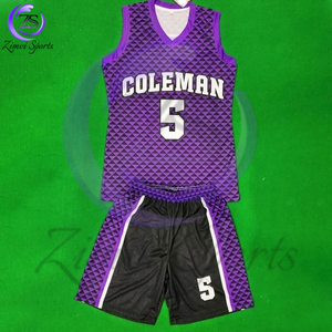 Uniforme de Baloncesto para Hombre, Color Negro y Morado, Hecho en Pakistán, Camiseta y Pantalones Cortos, Impresión por Sublimación, Uniforme de Baloncesto de Zimvi Sports - Product Image 1