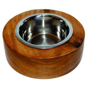 Bol en acier inoxydable de conception classique simple avec corps extérieur en bois Mangeoires antidérapantes pour animaux de compagnie pour chiens et chats - Product Image 5