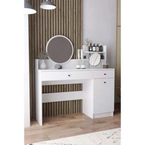 Armony Modern Wood Vanity <b>Table</b> with Mirror 2 Drawers White Foldable <b>Makeup</b> Desk Bedroom Stylish Dressing <b>Table</b> Home Furniture - Product Image 1