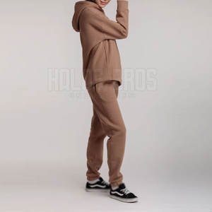 Chándales de algodón 100% con capucha de invierno con patrón sólido informal para mujer de diseño personalizado OEM con precio al por mayor de logotipo - Product Image 6