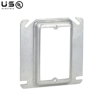 1-Device 4 In. Raised Electronics Instrument Enclosures 4 In. Square Cover Mud Ring Galvanized Steel IP67 for Certified