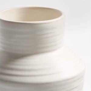 แจกันดอกไม้สโตนแวร์สีขาวขนาดใหญ่11" - Product Image 2