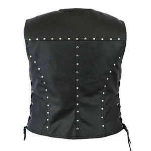 Chaleco de cuero auténtico sin mangas con cuello en V y logotipo personalizado para mujer, ropa exterior acolchada para montar, diseño corto elegante a la moda, 2025 - Product Image 4