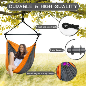 เก้าอี้เปลญวนแบบพกพา ชิงช้าเชือกแขวน น้ำหนักเบา ทำจากไนลอนพาราชูท สำหรับกิจกรรมกลางแจ้ง ในร่ม และการตั้งแคมป์ - Product Image 5