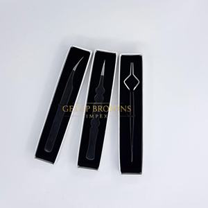 Pinzas para Extensión de Pestañas de Acero Inoxidable, Pinzas de Aislamiento con Punta de Fibra, Recubrimiento en Polvo Negro Brillante, Herramienta Profesional para Pestañas - Product Image 6