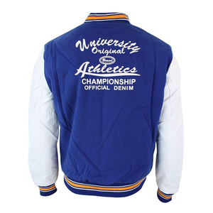 Blouson Bomber Unisexe de Luxe en Laine avec Manches en Cuir, Col Montant, Style Universitaire Uni, Streetwear Tendance Hiver - Product Image 4