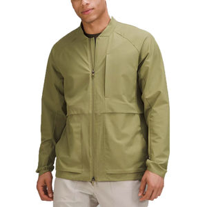 2022 Custom Men's Nylon Bomber Jacket High Quality Light <b>Weight</b> With <b>Stand</b> Collar Solid Color Front Pockets Thin Thickness - Product Image 1