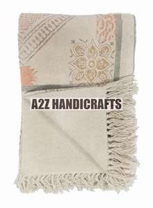 Tapis en coton Dhurrie imprimé bloc à main tapis décoratifs faits à la main pour salon ensemble tapis tapis tapis - Product Image 6