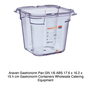 Bandeja Gastronorm Araven GN 1/6 ABS 17.6 x 16.2 x 15 h cm, Contenedores Gastronorm, Equipo de Hostelería al por Mayor - Product Image 2