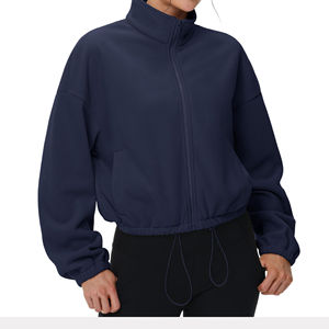 Veste athlétique zippée haut de sport respirant pour femmes vestes et manteaux conception personnalisée ajusté vêtements de yoga vestes prix de gros - Product Image 1