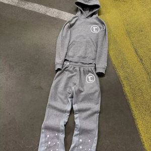 Ensemble sweat à capuche et pantalon de survêtement personnalisé OEM poids lourd 100% coton éponge française survêtement délavé à l'acide survêtement pour hommes - Product Image 1