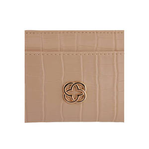 Porte-cartes de visite en PU beige à motif crocodile gaufré - Product Image 3