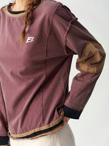 เสื้อฮู้ดสไตล์วินเทจแบบยูนิเซ็กซ์ แขนยาว แต่งขอบตัดสี ปักลายหัวใจ คอกลม ทรงหลวม สวมใส่สบาย สไตล์สตรีทแวร์ - Product Image 5