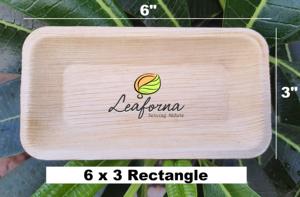 Platos de hoja de palma rectangulares reversibles de 6x5 pulgadas, vajilla reutilizable biodegradable ecológica de hojas de palma caídas naturalmente - Product Image 3