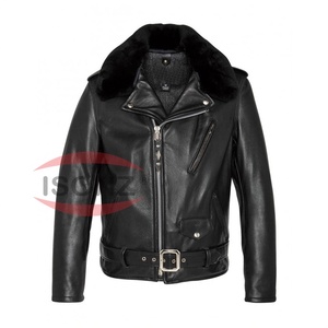 Chaquetas de cuero estilo motociclista ISONZ Blue con cremalleras, chaqueta de moda, ropa de calle, chaqueta de cuero de cordero - Product Image 5