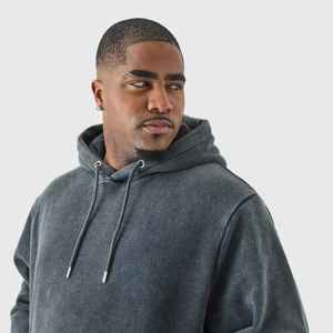 เสื้อฮู้ดผู้ชายยาวยาวโอเวอร์ไซส์ผ้าฟลีซผ้าฝ้ายแบบสวมหัวโอเวอร์ไซส์ดีไซน์100% กำหนดเองได้ - Product Image 2