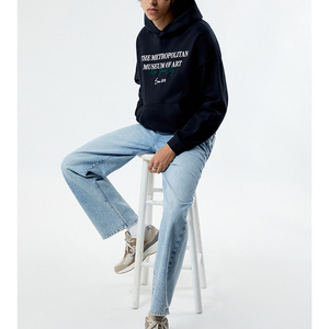 Sudadera con capucha para hombre Sudadera de algodón pesado de gran tamaño con cremallera de impresión de soplo 3D Cremallera de lavado ácido - Product Image 3