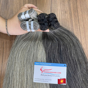 Extensions de cheveux humains vierges bruts de qualité supérieure, gris sel et poivre, tissage machine, 100% non traités, cuticules alignées, vente en gros - Product Image 1