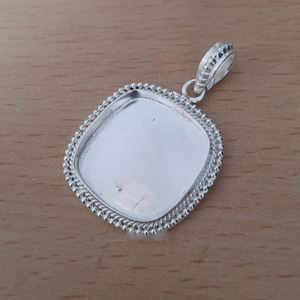 Colgantes de plata de ley 925 para mujer, de 11 MM de bisel accesorio de ajuste, taza de collar cuadrado de diseño, accesorios de joyería - Product Image 1