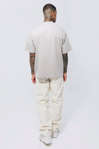 Nuevas Camisetas De Lujo 100% de algodón para hombre, ropa de calle de gran tamaño, ajuste cuadrado con poco hombro caído, diseño de cuello de costilla - Product Image 2